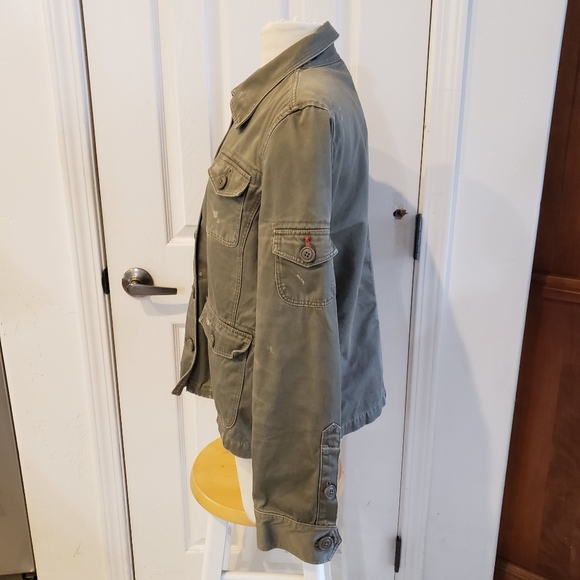 J. Crew size Large Khaki green distressed utility style jacket - Picture 2 of 10